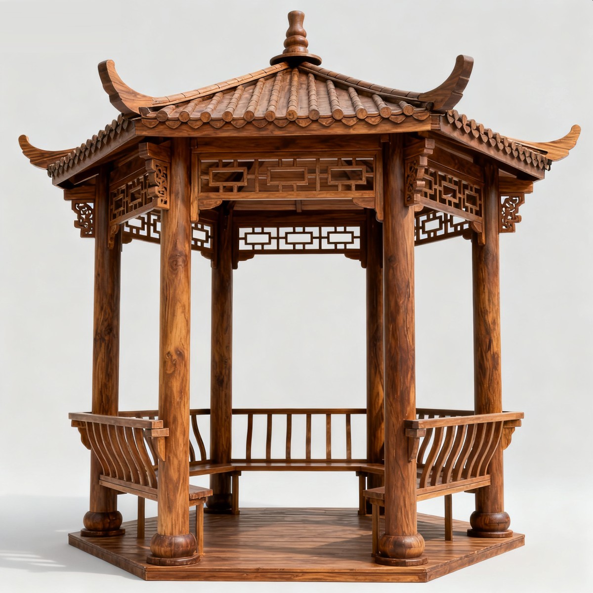 云南中式风格防腐木凉亭,实木凉亭,木亭